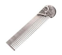IWOWHERO Peine de Bolsillo para Cabello y Barba de Aleación de Zinc Diseño de Calavera Tamaño Compacto y Portátil Accesorio Profesional para Cuidado Masculino y Estilismo Diario