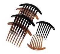 IWOWHERO Peines Cabello Acrílicos 10 Piezas 7 Dientes Tamaño Portátil Peines Laterales para Mujeres y Niñas Uso Diario Accesorios Cabello Negro y Café