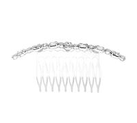 IWOWHERO Peineta Cabello Cristales de Imitación 1 Unidad Tamaño Ovalado Accesorio de Aleación Plateada para Mujer Uso en Bodas Fiestas y Eventos Obsequios
