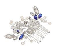 IWOWHERO Peineta para Novia con Flores Plateadas y Perlas Artificiales Peine Lateral con Brillantes para Tocado de Boda y Accesorios de Damas de Honor