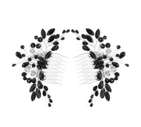 IWOWHERO Peinetas de Novia Negras con Cristales y Gemas de Imitación, 2 Piezas, Accesorios para Cabello en Bodas y Damas de Fiesta, Peinetas Decorativas para Peinados Nupciales