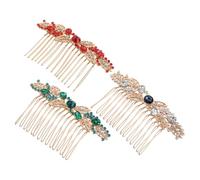 IWOWHERO Peinetas Laterales de Metal para Novia 3 Piezas con Gemas de Imitación Rojos y Verdes - Accesorios Decorativos para Boda y Damas de Honor Tocado Elegante para Cabello