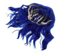 IWOWHERO Peluca Azul Corta de Cosplay con Rizos Naturales para Disfraz de Halloween o Sesión de Fotos Peluca con Flequillo para Mujer