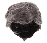 IWOWHERO Peluca Corta Gris Plateada para Hombre Sintética Resistente al Calor Diseño Natural con Raya Diagonal para Cosplay Fiestas de Halloween y Disfraz de Anciano