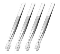 IWOWHERO Pinzas de Precisión de Acero Inoxidable 4 Piezas Rectas para Coleccionistas de Sellos Manualidades y Trabajos Experimentales Tamaño Compacto y Resistente para Uso Industrial