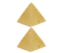 IWOWHERO Pirámide Egipcia en Miniatura 2 Piezas de Resina, Adorno Ligero y Retro para Escritorio y Estantería, Decoración en Color Dorado para Hogar
