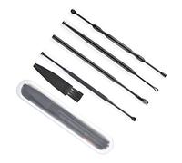 IWOWHERO Portátil en Adultos, Adecuado para Clínicas Médicas Kit de 5 Cucharas de Doble Cabezal en Acero Inoxidable Negro para Limpieza y Eliminación de Cera para Oídos Giratorias