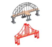 IWOWHERO Puente de Tren de Juguete Rojo y Gris Modelo de Vía Férrea 4 Pilares 2 Unidades de Puente Decorativo para Maquetas Accesorio Educativo para Construcción de Circuitos de Trenes