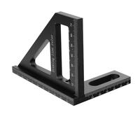 IWOWHERO Regla de Ángulo Recto de Aleación de Aluminio Negra, Regla Triangular para Carpintería, Transportador de 45/90 Grados, Herramienta de Medición Portátil para Ingeniería
