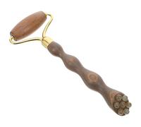 IWOWHERO Rodillo Masajeador Facial de Sándalo Verde Doble Cabezal para Ojos y Rostro Herramienta Guasha Natural para Masaje Anti-Edad Compacto y Portátil Cuidado Facial Diario