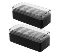 IWOWHERO Sacapuntas de Maquillaje Manual 2 Piezas Negro con 5 Agujeros para Lápices de Cejas, Labios y Delineadores de Ojos, Cuchillas de Acero al Manganeso, Compacto y Portátil