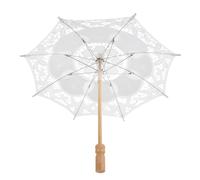 IWOWHERO Sombrilla de Algodón Pequeña de Color Claro con Bordado de Encaje Floral, Paraguas para Boda y Fotografía, Accesorio Decorativo Romántico para Uso Diario y Eventos al Aire Libre