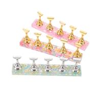 IWOWHERO Soporte para Manicura 3 Piezas Base Magnética Reforzada, Diseño Purpurina y Formas de Estrellas, Corazones Rosas y Multicolor, para Práctica y Decoración de Uñas en Casa