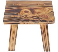 IWOWHERO Taburete de Madera Maciza Pequeño para, Taburete Acabado de Pintura Ecológica Carbonizada, Banco Ligero y Seguro para Baño, Cocina y Dormitorio
