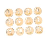IWOWHERO Tarjetas Mensuales Huecas para Bebés 12 Piezas Madera Natural Accesorios para Fotografía Recién Nacidos Registro Crecimiento Primer Año Recuerdos Familiares