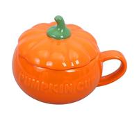 IWOWHERO Taza de Cerámica con Tapa Forma de Calabaza para Halloween Mediana Resistente y Creativa para Bebidas y Desayuno