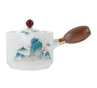 IWOWHERO Tetera de Cerámica Portátil con Mango Lateral Ergonómico Capacidad de Resistente y Fácil de Limpiar para Infusiones de Té Suelto Viaje