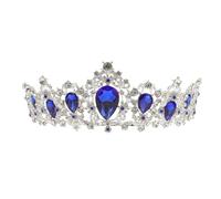 IWOWHERO Tiara Daña Novia Peine Lateral No Diseño para Boda el Elegante Cabello Aleación de Zinc Cristales Azules, Cómoda y Adecuado para Banquetes y Bodas