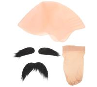 IWOWHERO Vestuario para Teatro Conjunto de Gorra Calva y Barba Falso Accesorios de Disfraz de Halloween para Adultos para Representaciones Teatrales