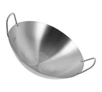 IWOWHERO Wok de Acero Inoxidable con Doble Asa Sartén Gruesa para Cocinar y Freír Resistente y Fácil de Limpiar para Cocina Casera y Restaurantes