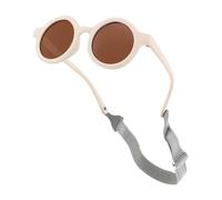 IWTBNOA Gafas de sol para bebé de 0 a 36 meses, protección polarizada UV400, marco de silicona suave, banda elástica ajustable, flexibles, con protección UV, redondas, para niños y niñas, beige