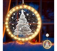 IWTBNOA Luz de Ventana Decorativa de Navidad, Colgante de Ventana Luz 3D, Luces Colgantes 3D Navidad, Decoración Navideña Cadena de luz LED Colgante para Ventanas Fiestas Navideñas Escaparates Casas