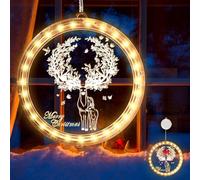 IWTBNOA Luz de Ventana Decorativa de Navidad, Colgante de Ventana Luz 3D, Luces Colgantes 3D Navidad, Decoración Navideña Cadena de luz LED Colgante para Ventanas Fiestas Navideñas Escaparates Casas