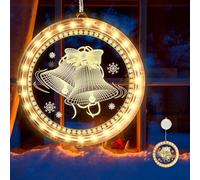 IWTBNOA Luz de Ventana Decorativa de Navidad, Colgante de Ventana Luz 3D, Luces Colgantes 3D Navidad, Decoración Navideña Cadena de luz LED Colgante para Ventanas Fiestas Navideñas Escaparates Casas