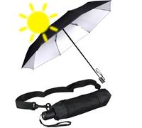iX-brella City Trekking - Paraguas con bastón extralargo con protección UV y contra el calor, Negro-silver - Protección contra rayos UV y calor, 98 cm, Abrebotellas de mano