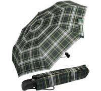 iX-brella First Class - Paraguas con funda - Estable y resistente a las tormentas, cuadros verde, 95 cm, Paraguas plegable automático
