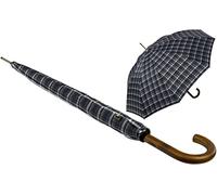 iX-brella Paraguas automático para hombre con mango redondo de madera auténtica, azul, 113 cm, Paraguas XXL automático