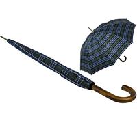 iX-brella Paraguas automático para hombre con mango redondo de madera auténtica, azul y verde, 113 cm, Paraguas XXL automático