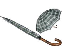 iX-brella Paraguas automático para hombre con mango redondo de madera auténtica, Check Green, 113 cm