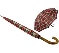 iX-brella Paraguas automático para hombre con mango redondo de madera auténtica, rojo, 113 cm, Paraguas XXL automático