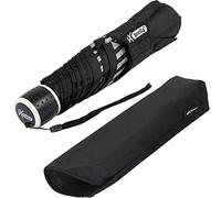 iX-brella Paraguas infantil mini Safety Reflex extra ligero, Negro , Paraguas de bolsillo con abridor manual.