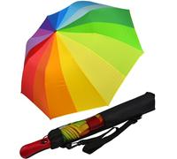 iX-brella Paraguas plegable XXL de fibra de vidrio de 124 cm con automático, arco iris, 124 cm