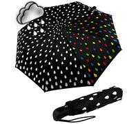 iX-brella Paraguas Sombrilla de fibra de vidrio, impresión húmeda automática, cambio de color cuando está mojado, paintdrops, Gotas de lluvia., Taschenschirm Auf-Zu-Automatik