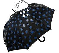 iX-brella Sombrilla de fibra de vidrio con impresión húmeda automática, cambio de color cuando está mojado, gotas de pintura, Paintdrops Blue, Stockschirm Automatik, Paraguas automático