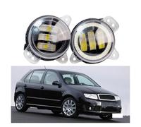Faros 2 X Luz Antiniebla LED Derecha + Izquierda Para Coche DRL Ángel Lámpara Circulación Diurna Antiniebla 9006 Para Skoda Para Fabia Mk1 2005-2008 Faros Trabajo(White and White)