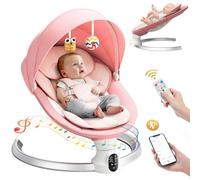 Ixdregan Hamacas Bebé Electrica - APP & Control Remoto Baby Bouncer, Hamaca Bebe Acolchado Suave con 3 Temporizadores, 5 Velocidades de Columpio, 10 Músicas, Mecedora Bebe Bluetooth (APP Rosa)
