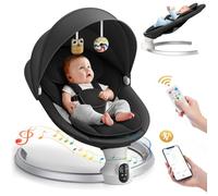 Ixdregan Hamacas Bebé Electrica - APP & Control Remoto Baby Bouncer, Hamaca Bebe Acolchado Suave con 3 Temporizadores, 5 Velocidades de Columpio, 10 Músicas, Mecedora Bebe Bluetooth (APP Negro)