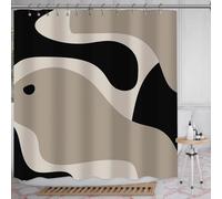 IXEHOH Cortina de Ducha Abstracta en Negro y Gris, Moderna Cortina de Ducha geométrica de poliéster Impermeable con Gancho (120 x 220 cm/47 x 87 Pulgadas (Ancho x Alto)).
