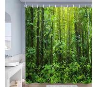 IXEHOH Cortina de Ducha con diseño de Bosque primaveral, Plantas de Selva Tropical, Cascada, Paisaje Natural, Cortinas de jardín y baño con Ganchos (75 x 180 cm/29 x 71 Pulgadas (Ancho x Alto))