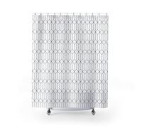 IXEHOH Cortina de Ducha geométrica Art Déco,Color Blanco y Negro,decoración Moderna de baño,poliéster,Repelente al Agua,Lavable a máquina (150 x 180 cm/59 x 71 Pulgadas (Ancho x Alto)