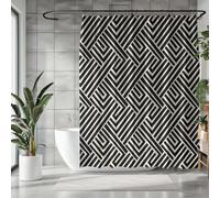 IXEHOH Cortina de Ducha geométrica para baño,decoración Moderna Abstracta Negra para el hogar,Estilo Art déco (140 x 180 cm/55 x 71 Pulgadas (Ancho x Alto)