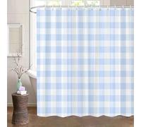 IXEHOH Cortina de Ducha Minimalista Moderna con Estampado de Cuadros Vichy claros,Tela Lavable a máquina con Ganchos 80x200 cm/31x79 Pulgadas anchoxalto