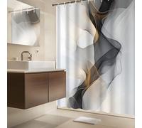 IXEHOH Cortina de Ducha Minimalista Moderna con Estampado de líneas abstractas en Blanco y Negro y mármol | Tejido de poliéster (137 x 203 cm/53 x 75 Pulgadas [Ancho x Alto])