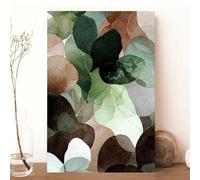 IXEHOH Cuadro de Hojas de Eucalipto Abstracto en Lienzo, Decoración de Pared Moderna Verde Salvia y Marrón Tierra, Arte de Pared Vertical para Salón, Dormitorio, Póster Estético Zen 50x70