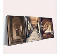 IXEHOH Cuadros Arquitectura 3 Piezas, Large Modern Abstract Canvas Wall Art for Living Room, Neutral Tone Minimalist Canvas Wall Art for Office, Arte de Pared 60x90cmx3