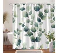 IXEHOH Elegante Cortina de Ducha con Estampado de Hojas,Tela de poliéster,con 12 Ganchos,Hermosa Cortina de Ducha para decoración de baño,Lavable a máquina (170x170 cm/67x67 Pulgadas[anchoxalto).